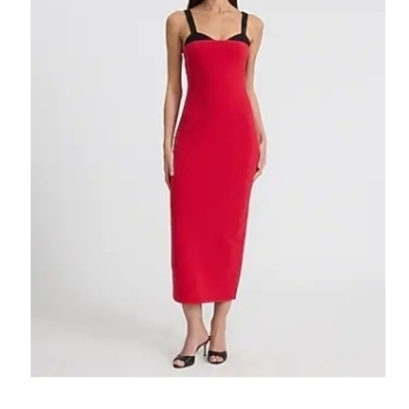 Two Tone Peekaboo Bra Sweetheart Midi Dress
